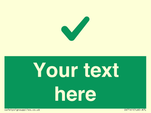 Custom green background, green tick sign